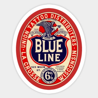 Blue Line Tattoo La Crosse WI Vintage Beer Logo Sticker